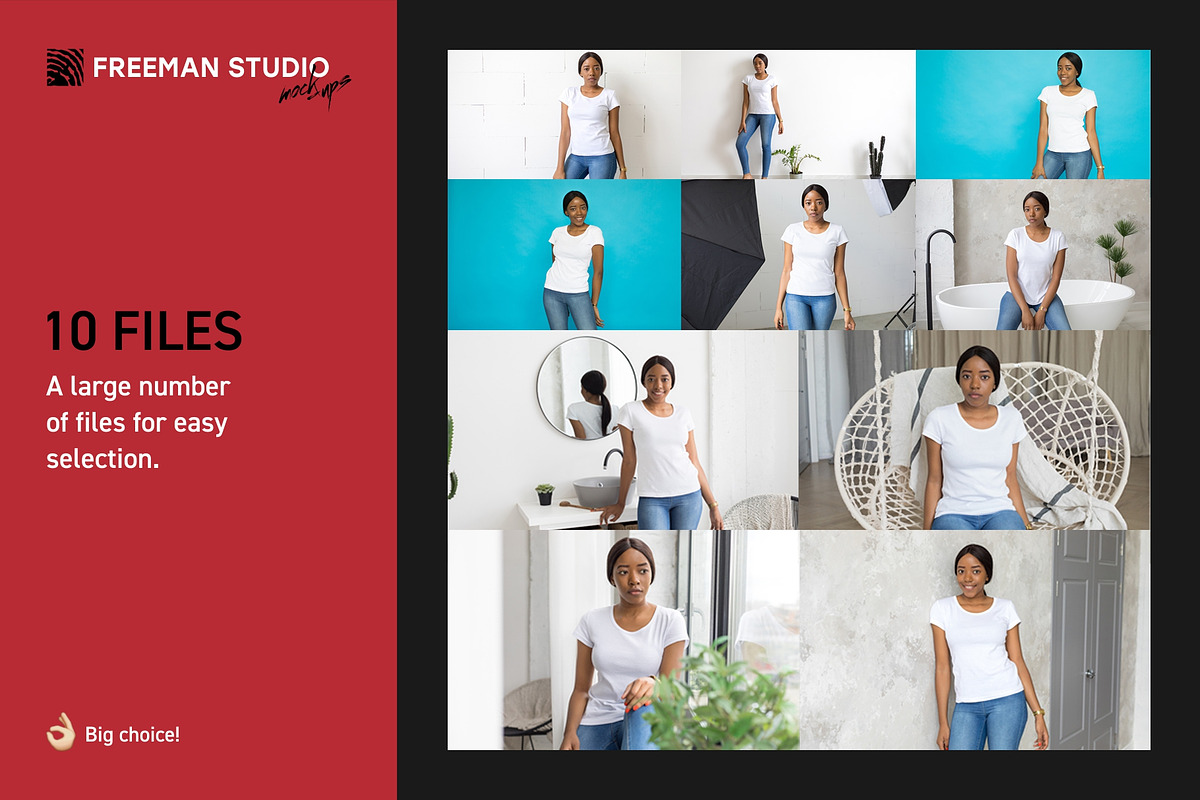 African Girl T-Shirt Mock-Up Set, a Shirt Mockup by Freeman Studio (Photo 2 of 14)