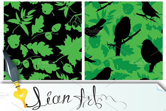 Set Of Seamless Patterns With Birds