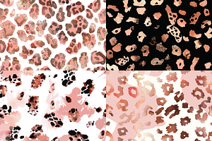 Rose Gold Leopard Spots Patterns