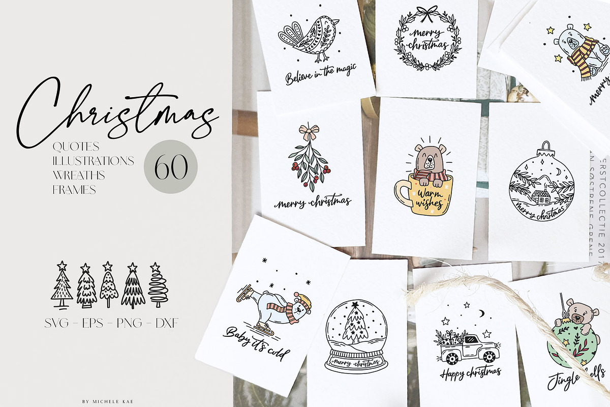 Christmas Cards, Quotes & Wreaths, an Illustration by Michèle Kae (Photo 1 of 9)