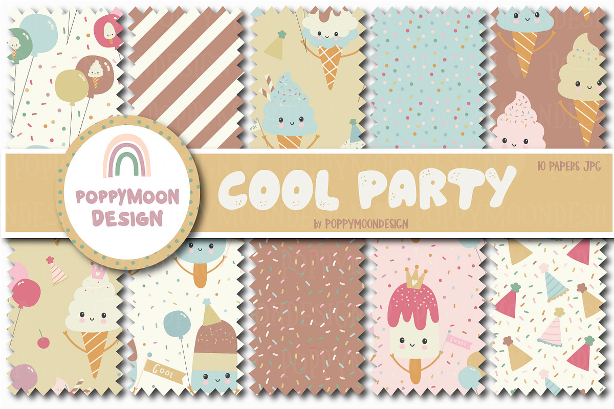 Cool Party clipart and paper set, a Food Illustration by Poppymoondesign (Photo 2 of 5)
