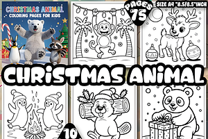 Cute Christmas Animal Coloring Pages, an Animal Illustration by Design Station