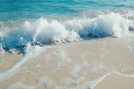 Breaking waves on a white sand beach, a Photo by Iftikhar Alam