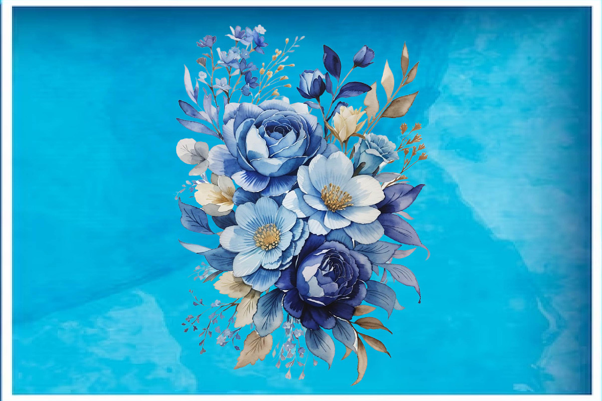 watercolor blue floral arrangement, a Seasonal Illustration by Craft Nest (Photo 5 of 5)