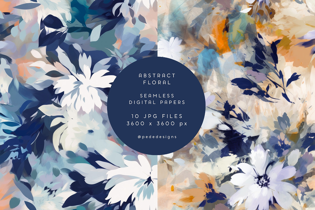Abstract Floral Patterns, a Pattern Graphic by PeDe Designs