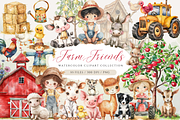 Cute Farm Animals Clipart, an Animal Illustration by ClipArtCharm (Thumbnail 1 of 5)