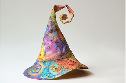 Colorful witch hat standing on white, a Beauty & Fashion Photo by Ylivdesign