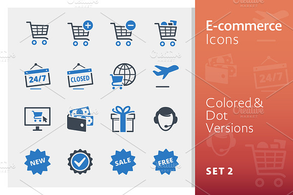 E Commerce Icons Set 2 Blue Series