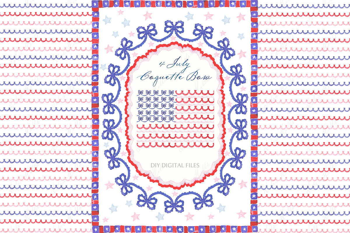 4th of July Coquette Scallop Bow, a Graphic by LABFcreations (Photo 1 of 4)