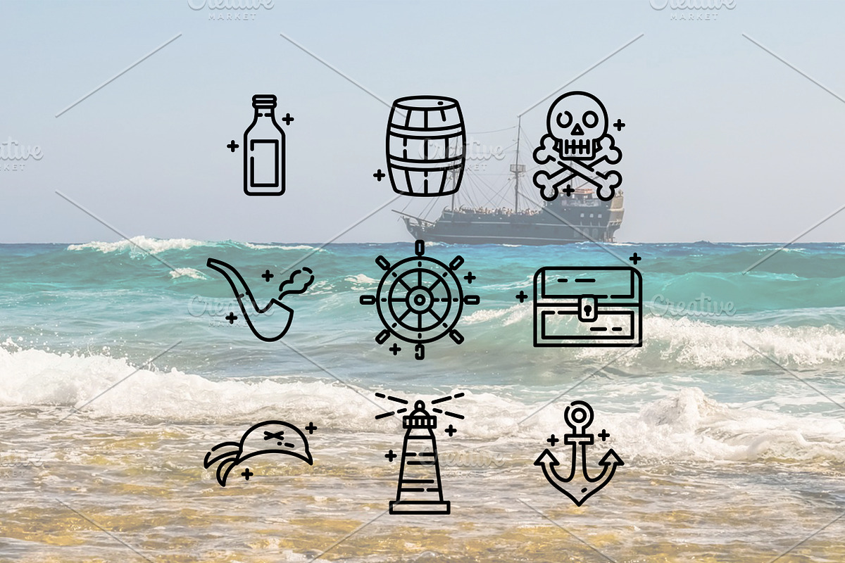 Pirate line icons, a Duotone Icon by Lyolya Profitrolya (Photo 2 of 2)