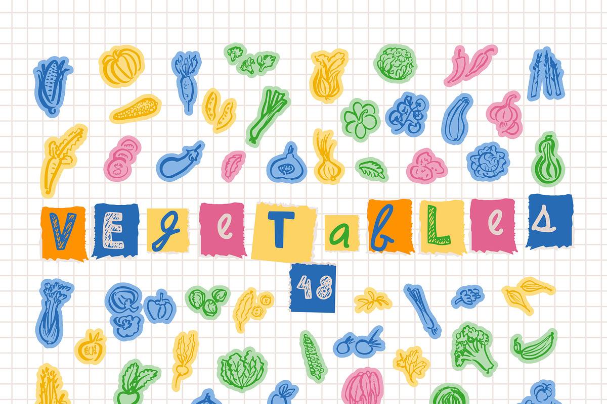 Organic Garden Vegetables Hand-Drawn, an Object Graphic by Anada Arty