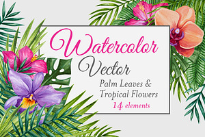 Vector Watercolor Tropical set