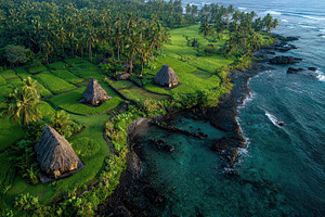 Scenic view of traditional huts, a Photo by Pavel_design