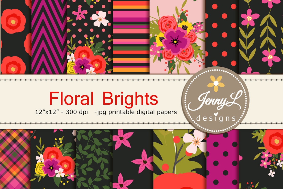 Floral Wedding Digital Papers, a Graphic by JennyL Designs (Photo 1 of 5)