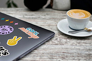 Laptop with Stickers Creation Mockup, a Mockup by Luuqas Design (Thumbnail 8 of 12)