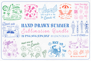 Hand Drawn Summer SVG Bundle, a Seasonal Illustration by LemonDesign
