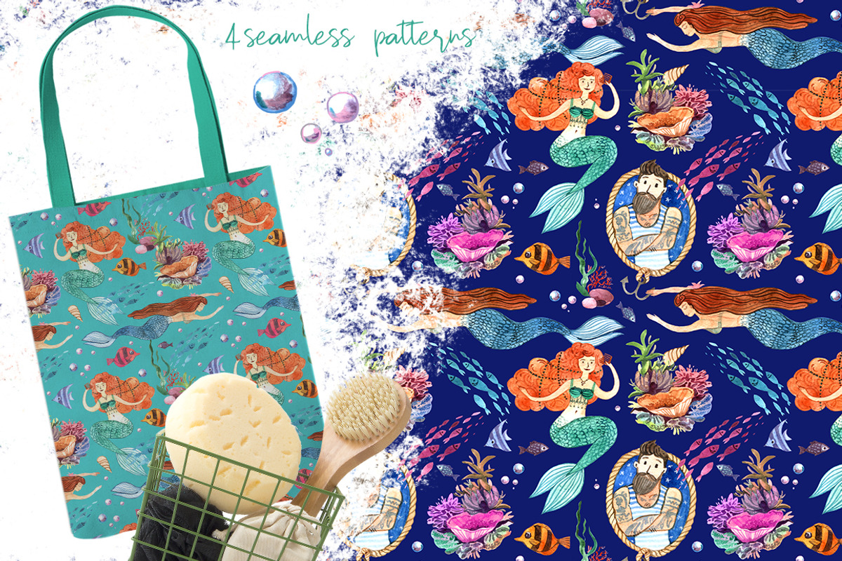 Watercolor mermaids, an Illustration by Steshnikova (Photo 4 of 5)