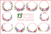 Pink Lavender Floral Wreath Bundle, an Illustration by BIPLOB EXPERT (Thumbnail 1 of 14)