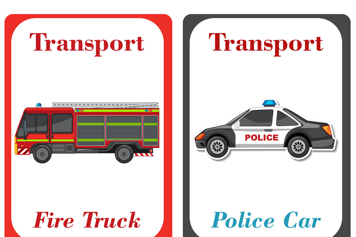 Transportation Flash Cards Kids, a Card Template by DigitalsDesigns (Photo 3 of 4)