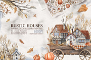 Watercolor Rustic Houses, a Decorative Illustration by Watercolor by Tonia Tkach (Thumbnail 1 of 6)