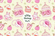 Peach Tea Time Seamless Pattern, a Food Illustration by TitaLivingArt (Thumbnail 1 of 10)