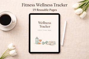 Fitness & Wellness Tracker Bundle, a Stationery Template by MIRoots Design Studio