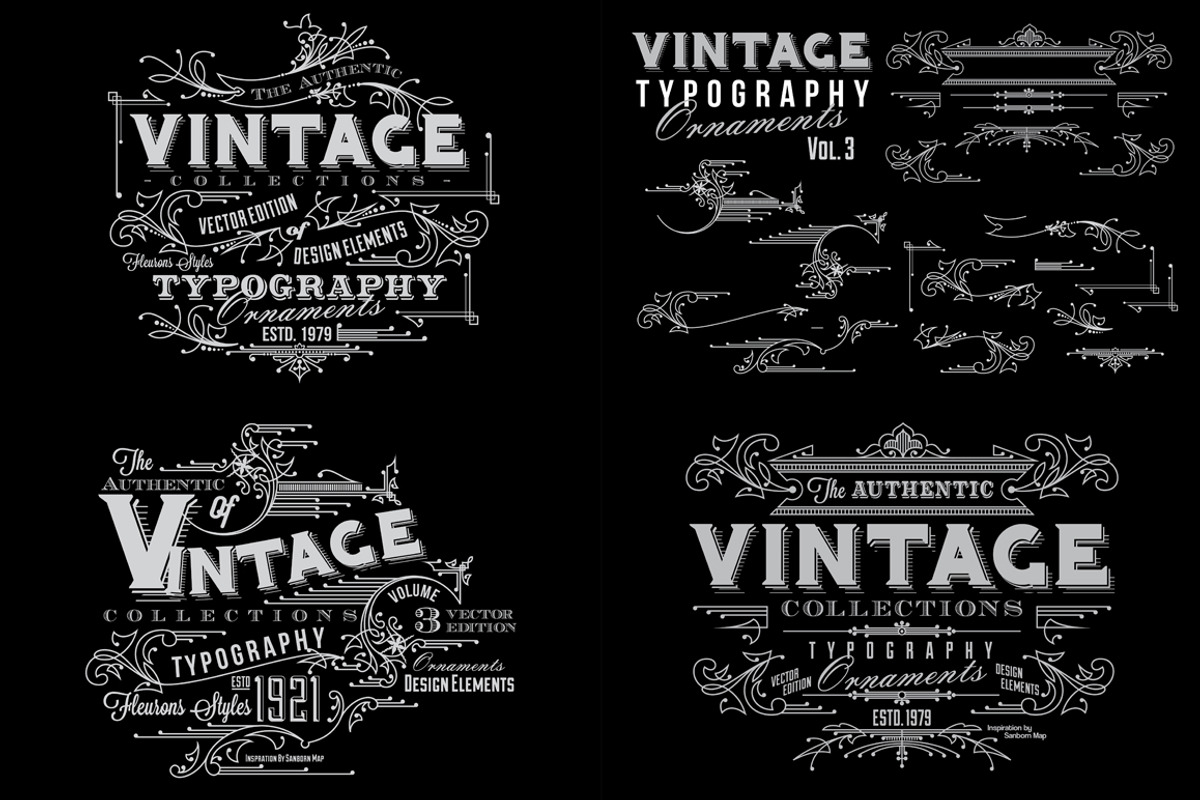 Vintage Typography Ornaments v3, an Object Graphic by G7 (Photo 1 of 5)