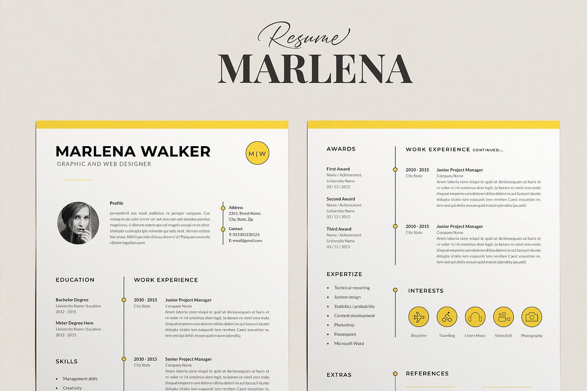 Resume Template Marlena, a Resume Template by Estartshop (Photo 1 of 7)