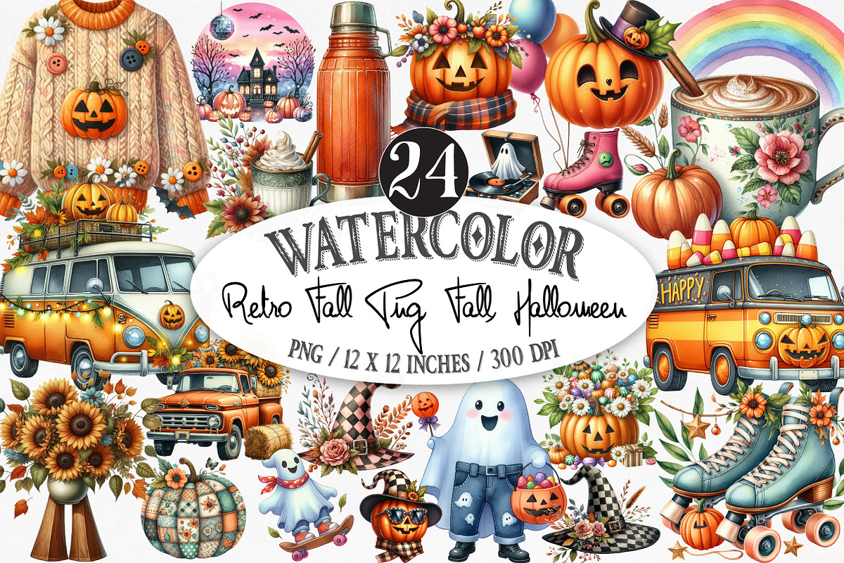 Retro Fall Png, Fall, Halloween, an Illustration by Designking (Photo 1 of 5)