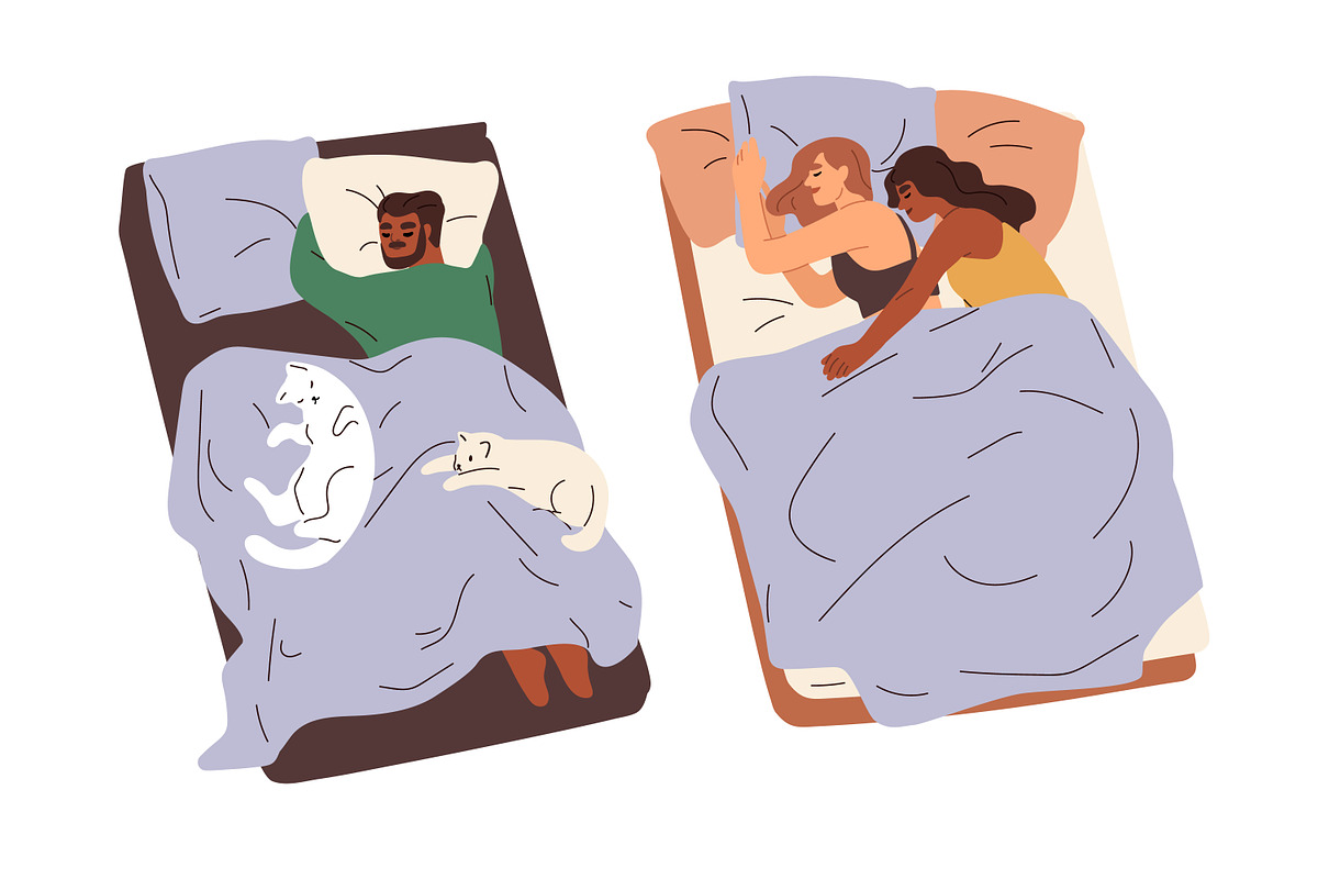 People sleeping in cozy beds set, a Person Illustration by Good Studio (Photo 3 of 8)