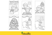 Cute Christmas Elf Coloring Set, a Decorative Illustration by Peekadillie Art (Thumbnail 2 of 3)