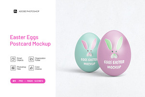 Easter Eggs and Postcard Mockup, an Advertising Mockup by Graphic Deal