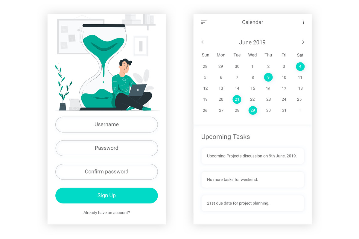 Daily Task Management Photoshop App, an UI Kit Template by themelove