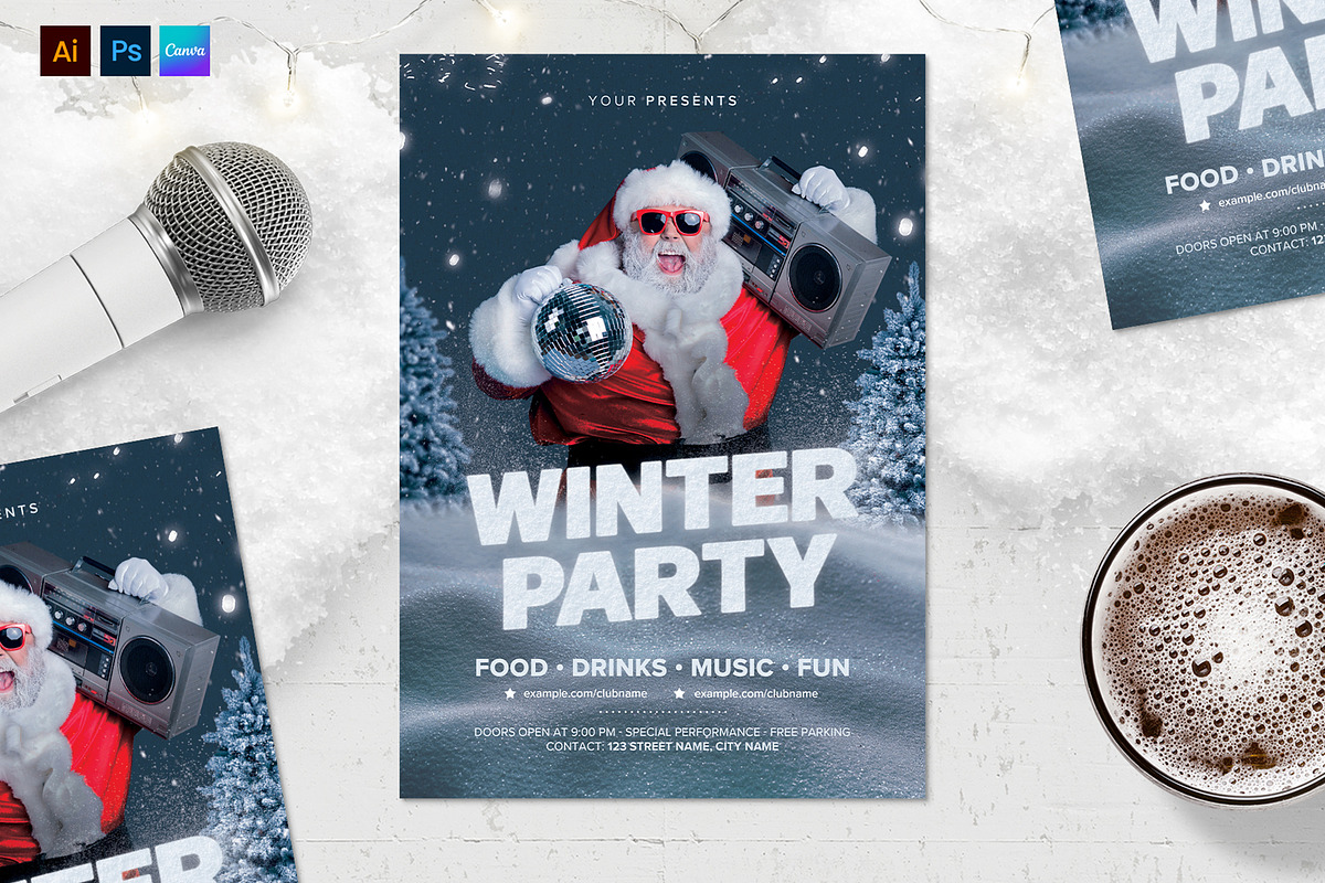 Winter Party Flyer Template, a Flyer Template by BrandPacks (Photo 5 of 5)