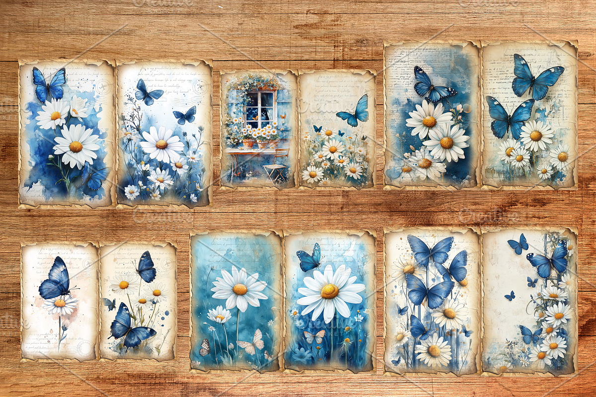 Daisy Flower Junk Journal Pages, a Background Graphic by Douce Créativité (Photo 3 of 6)