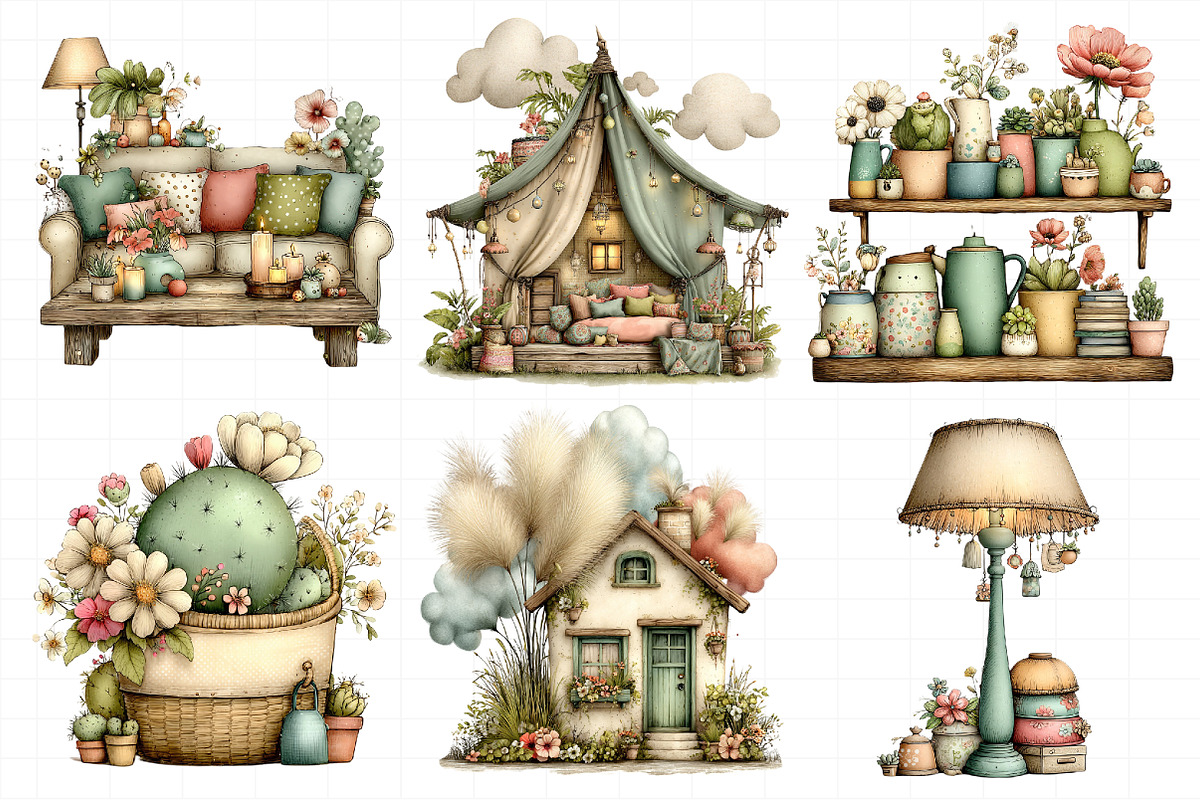Cozy Boho Home Clipart, an Illustration by Daily.Designs (Photo 8 of 8)
