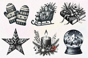 Black and White Christmas Clipart, an Illustration by Dream Creation (Thumbnail 7 of 7)