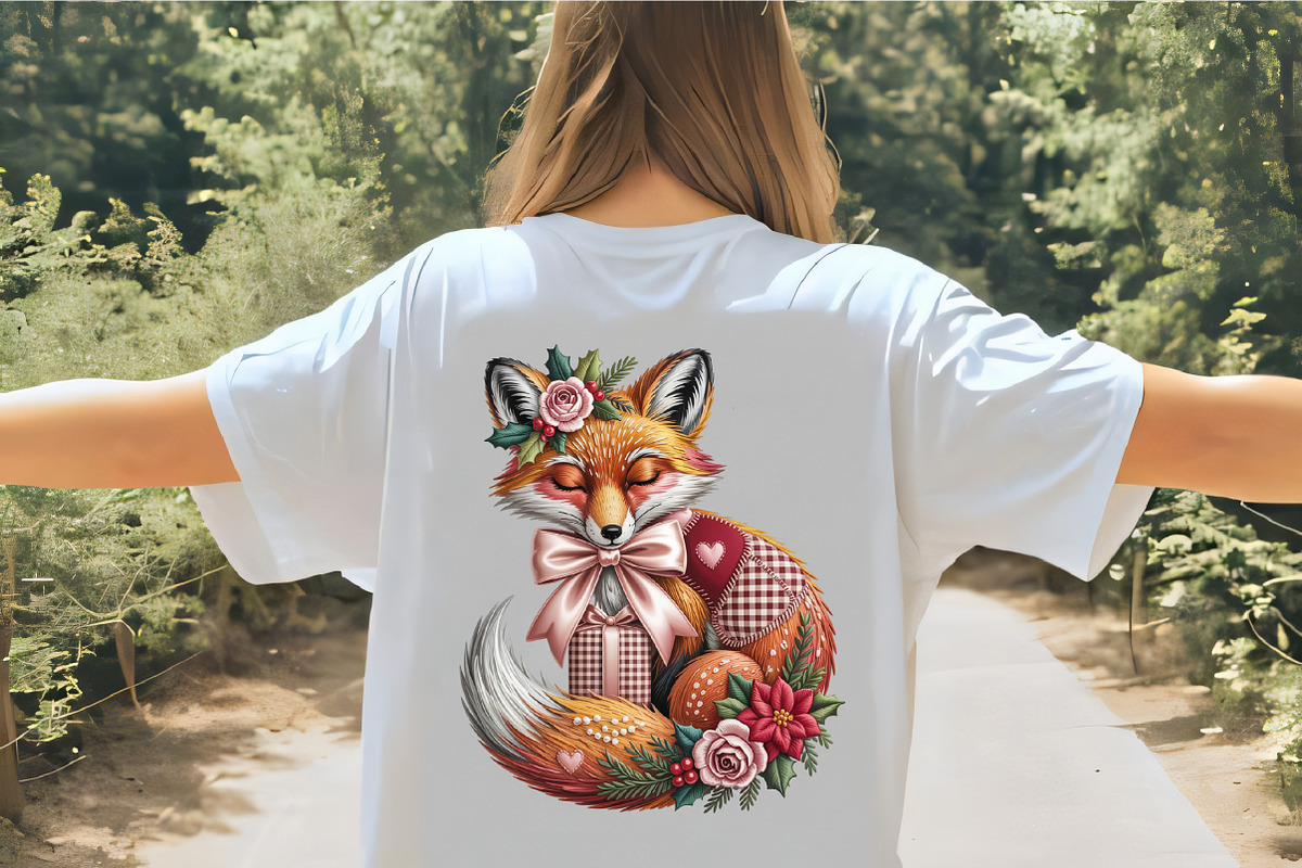 Faux Embroidery Christmas Fox with G, an Illustration by CrexoraLab (Photo 4 of 6)