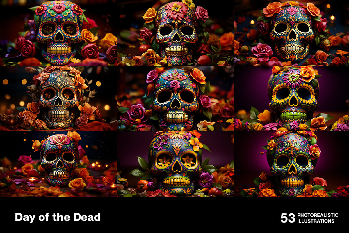Day of the Dead. 53 images, a Seasonal Illustration by Handmadefont (Photo 8 of 12)