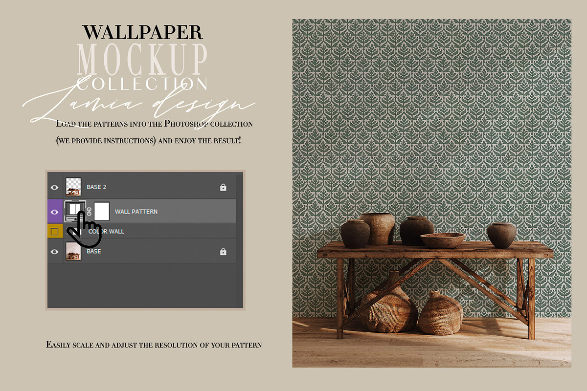 Wallpaper Mockup Ethnic Decor, a Household Mockup by LAMIA DESIGN (Photo 7 of 14)
