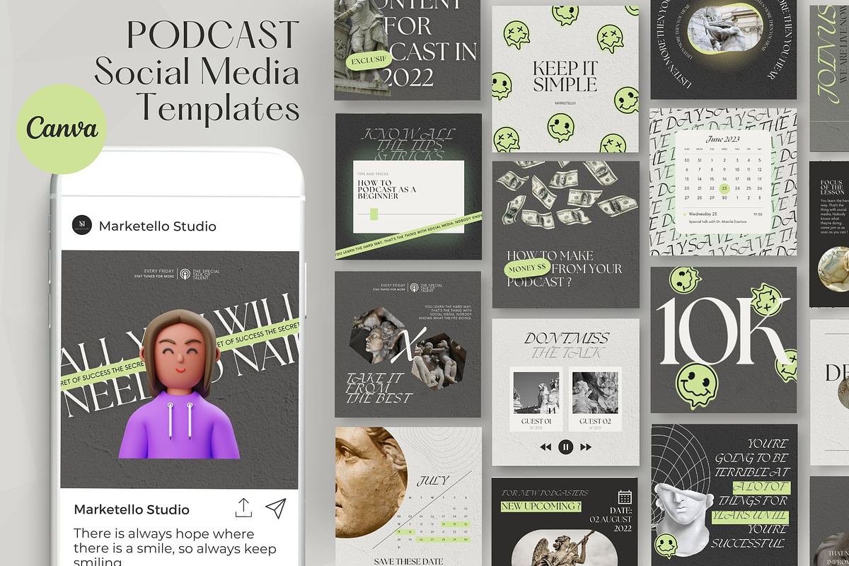 Social Media Templates for Canva, a Social Media Template by Marketello Studio (Photo 1 of 7)