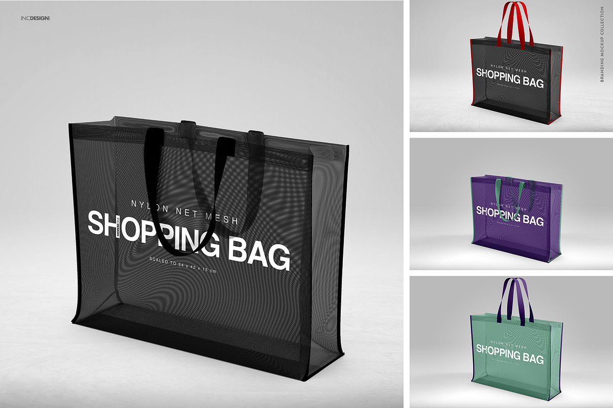 Nylon Net Mesh Shopping Tote Mockup, a Packaging Mockup by INCDesign (Photo 16 of 22)
