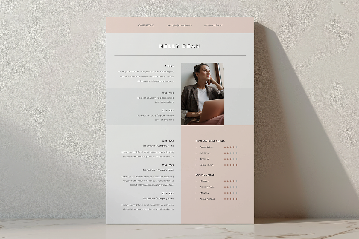 Modern Feminine Resume Template, a Resume Template by Filip Studio (Photo 3 of 4)