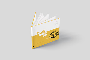 Landscape Book Branding Mockups, a Product Mockup by GfxFoundry