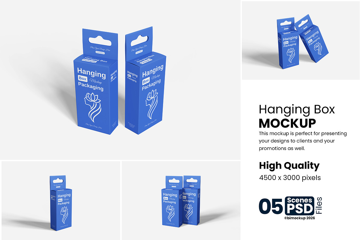 Hanging Box Packaging Mockup, an Advertising Mockup by bimockup (Photo 1 of 6)