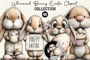 Whimsical Bunny Easter Clipart, an Illustration by DreamCafeArt (Thumbnail 1 of 6)