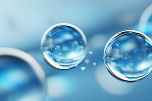 Close-up bubbles of water on a blue, a Background Photo by MistyDay