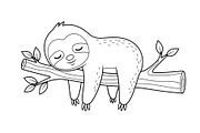 Cute Sloth Line Art Bundle, an Illustration by musafir_fashion (Thumbnail 7 of 51)