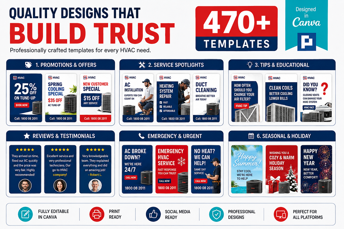 HVAC Social Media Templates Pack, a Social Media Template by PSDPixel (Photo 3 of 6)