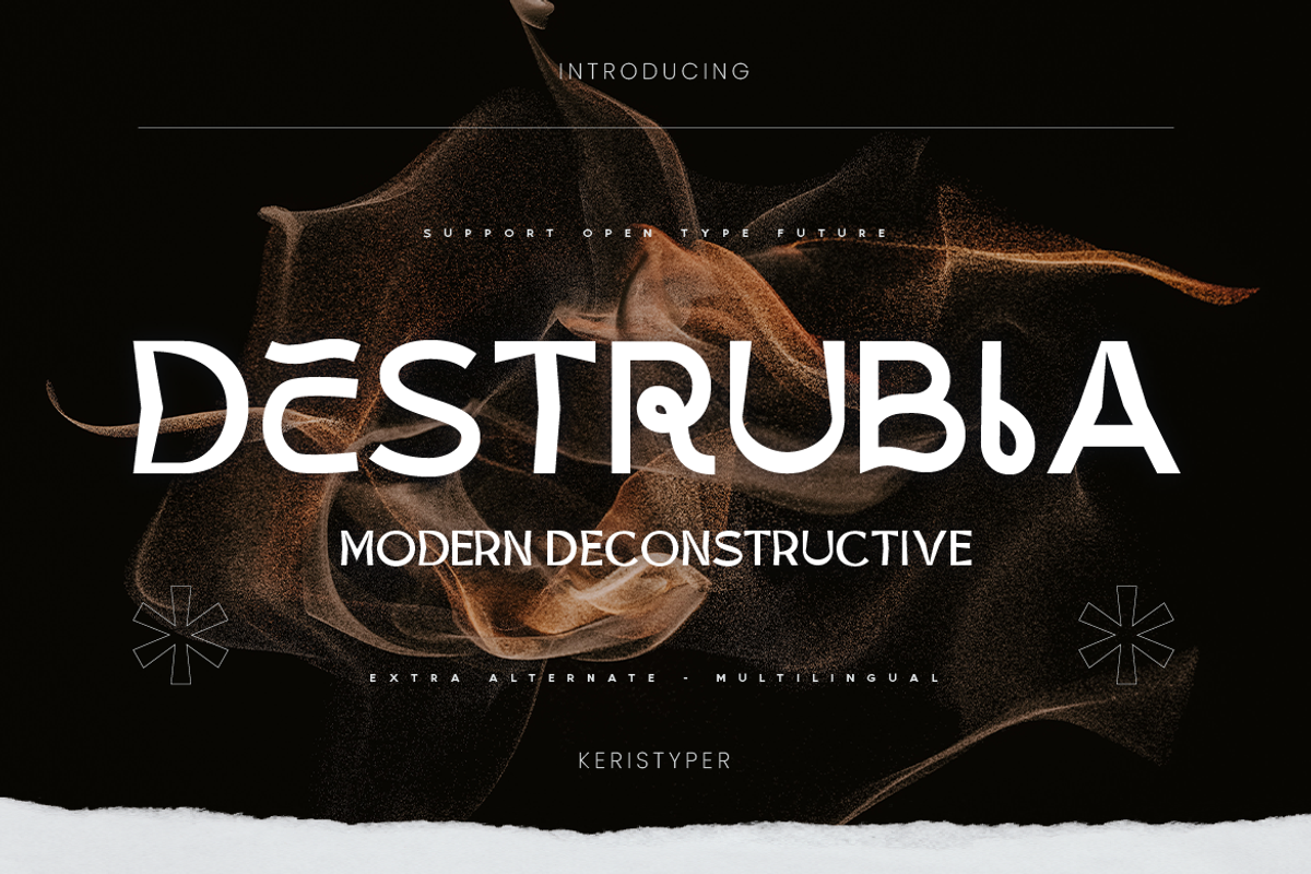 Destrubia, a Sans Serif Font by kerismaker (Photo 1 of 12)